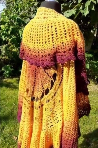 unikat kreisjacke "sunlight" in herbstfarben, handgefertigtes einzelstück, einheitsgröße