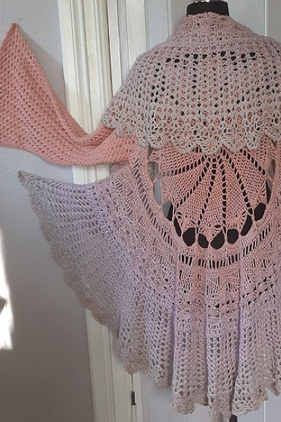 unikat kreisjacke "sunlight" in rosétönen, handgefertigtes einzelstück, einheitsgröße